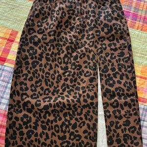 Skirt Denim Midi Animal Print